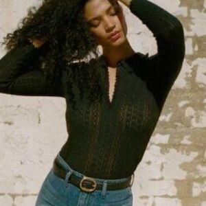 NWT DÔEN Mia Henley Top Black XS